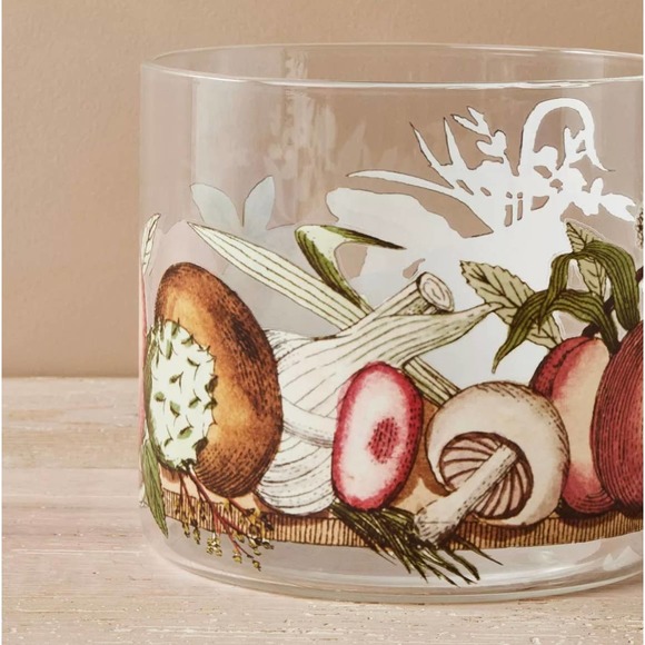 Fall Glass Pillar Candle Holder Fruit John Derian Target Gardener Mushrooms New - Picture 4 of 4